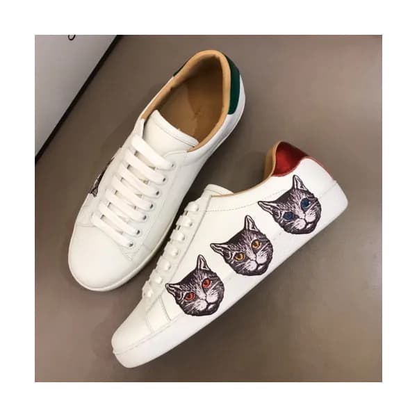 Gucci 2019 Mm/Wm Cat Printing Leather Sneakers - 구… - 1