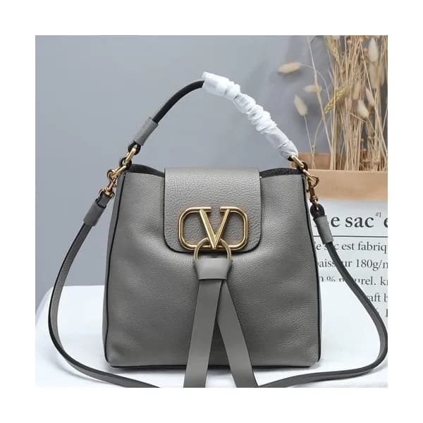 Valentino 2019 V-ring Leather Tote Shoudler Bag,22… - 1