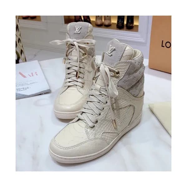 Louis vuitton 2019 Ladies Leather Wedge Sneakers … - 1