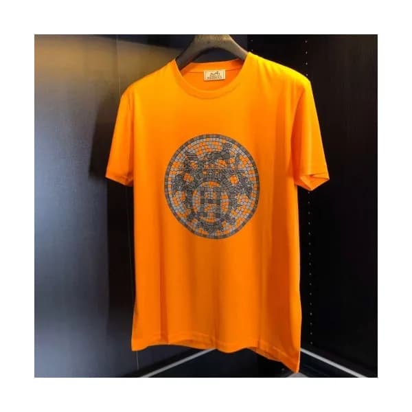 Hermes 2020 Mens Crew-neck Silket Short Sleeved Ts… - 1