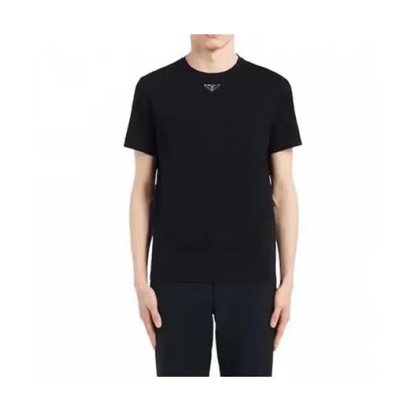 Prada Mens Basic Logo Short Sleeved Tshirts Black… - 1