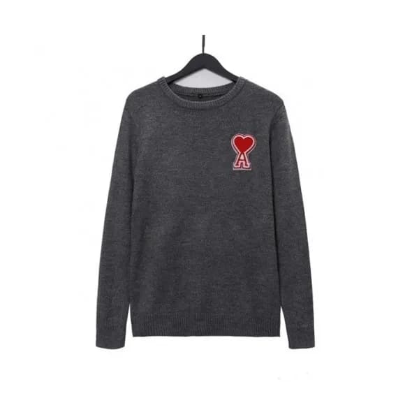 Ami Mm/Wm Logo Casual Turtle-neck Sweaters Gray -… - 1
