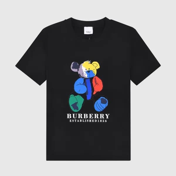 버버리 남자 크루넥 블랙 반팔티 - Unisex Black Tshirts - bur0428… - 1