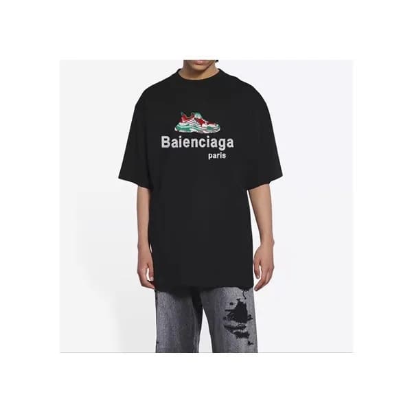 발렌시아가 남성 크루넥 블랙 반팔티 - Mens Black Tshirts - bal0129… - 1