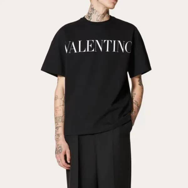 발렌티노 남성 블랙 크루넥 반팔티 - Mens Black Tshirts - 0511x - 1