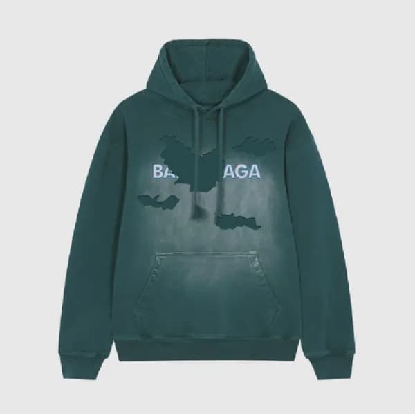 발렌시아가 남/녀 캐쥬얼 블루 후드티 - Balenciaga Unisex Blue Hood… - 1