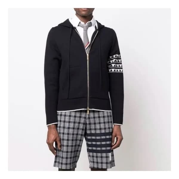 톰브라운 남성 네이비 집업 후드티 - Thom Browne Mens Navy Hoodie … - 1