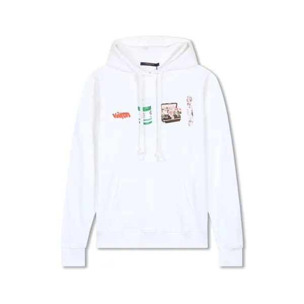 루이비통 남자 베이직 화이트 후드티 - Louis vuitton Mens White Hoo… - 1