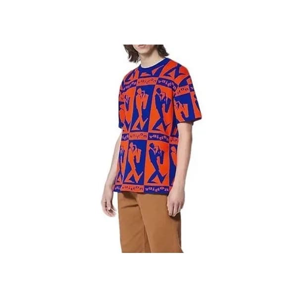루이비통 남성 오렌지 크루넥 반팔티 - Louis vuitton Mens Orange Ts… - 1