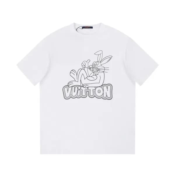 루이비통 남성 화이트 크루넥 반팔티 - Louis vuitton Mens White Tsh… - 1