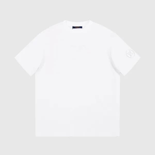 루이비통 남성 화이트 크루넥 반팔티 - Louis vuitton Mens White Tsh… - 1