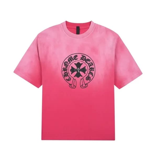 크롬하츠 남성 핑크 크루넥 반팔티 - Chrom Hearts Mens Pink Short … - 1