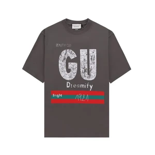 구찌 남성 그레이 크루넥 반팔티 - Gucci Mens Gray Short sleeved … - 1