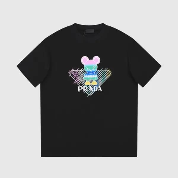 프라다 남성 크루넥 블랙 반팔티 - Prada Mens Black Short sleeved… - 1