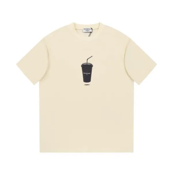 발렌시아가 남성 아이보리 크루넥 반팔티 - Balenciaga Mens Ivory Shor… - 1