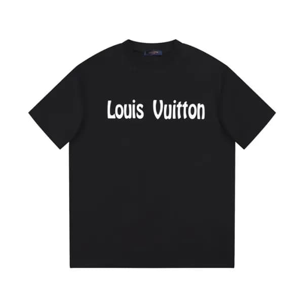 루이비통 남성 블랙 크루넥 반팔티 - Louis vuitton Mens Black Shor… - 1