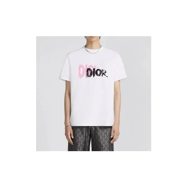 디올 남성 화이트 크루넥 반팔티 - Dior Mens White Short sleeved … - 1