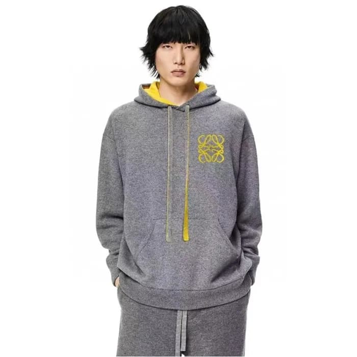 로에베 남성 캐쥬얼 그레이 후드티 - Loewe Mens Gray Hoodie - loe8… - 1