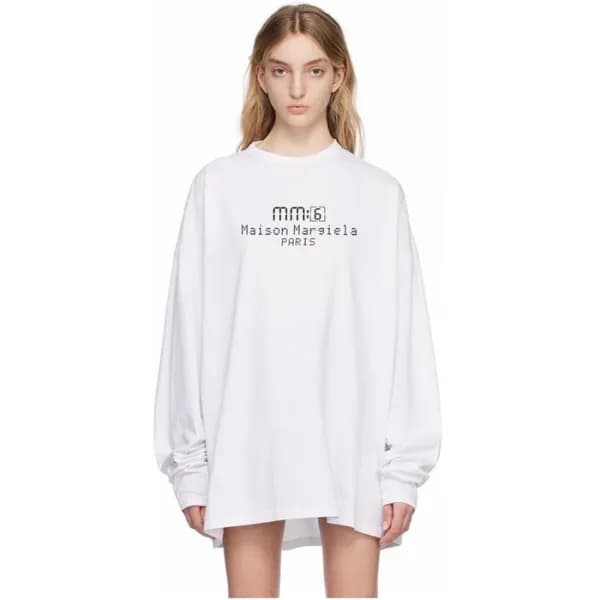메종 마르지엘라 여성 화이트 긴팔티 - Maison Margiela Womens White… - 1