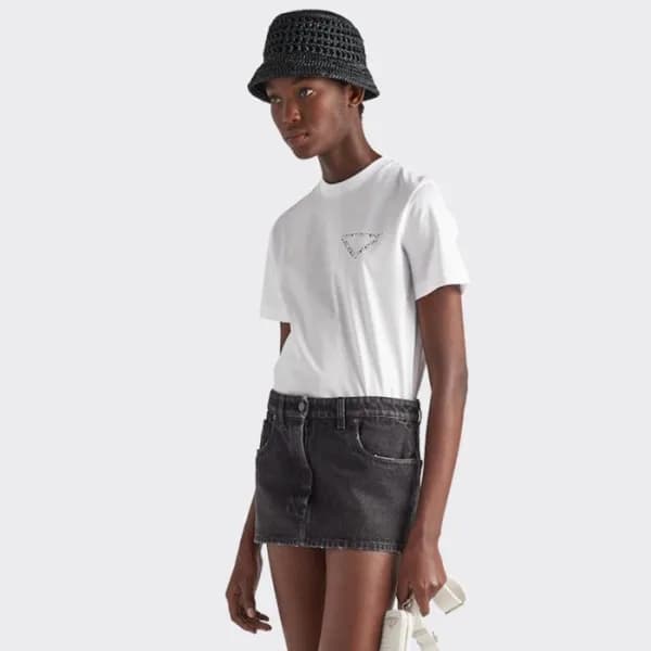 프라다 여성 화이트 크루넥 반팔티 - Prada Women White Tshirts - p… - 1