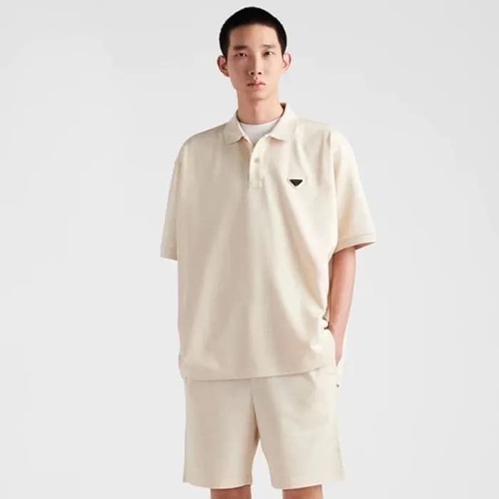 프라다 남성 아이보리 폴로 반팔 티셔츠 - Prada Mens Ivory Polo Tshi… - 1