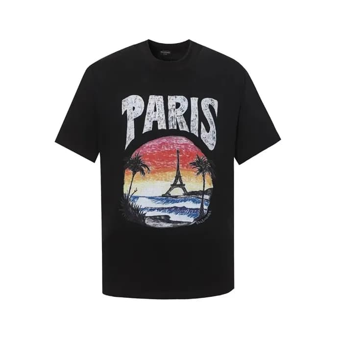발렌시아가 남성 블랙 반팔 티셔츠 - Balenciaga Mens Black Tshirts… - 1
