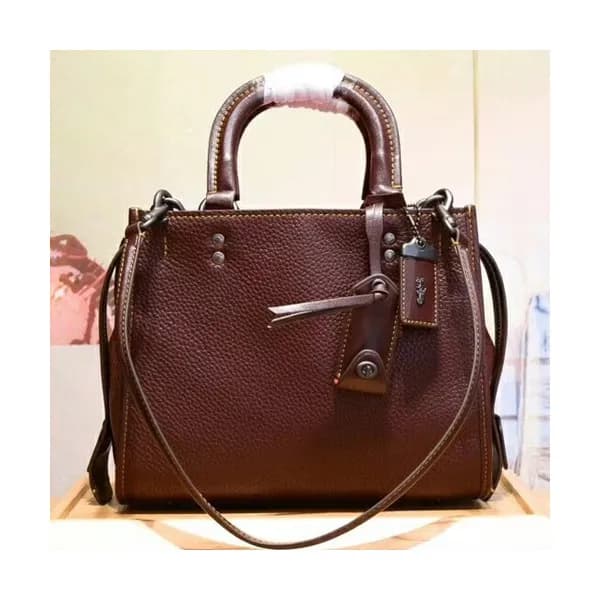 Coach Leather Tote Shoulder Bag,25cm - 코치 레더 토트 숄더… - 1
