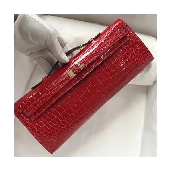 Hermes Kelly Cut Crocodile Leather Clutch Bag ,31c… - 1