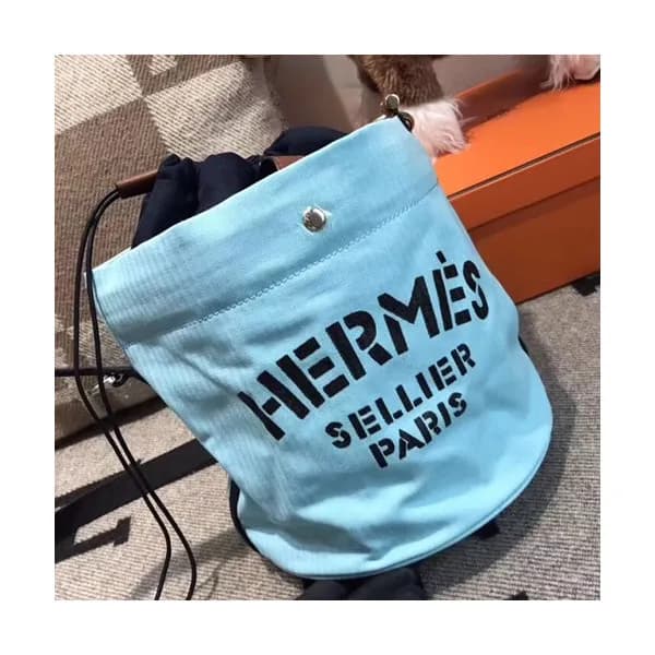 Hermes Canvas Sac De Pansage Tote Shoulder Bucket … - 1