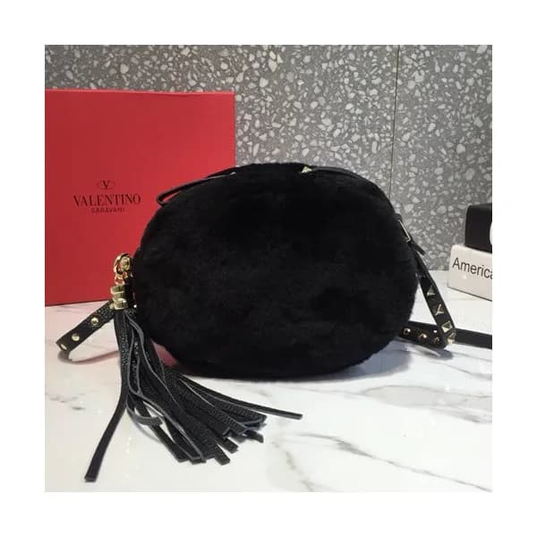 Valentino 2019 Fur & Leather Shoudler Cross Bag,21… - 1