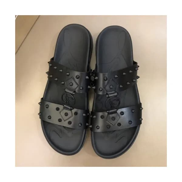 Christian Louboutin 2019 Mens Logo Leather Slipper… - 1