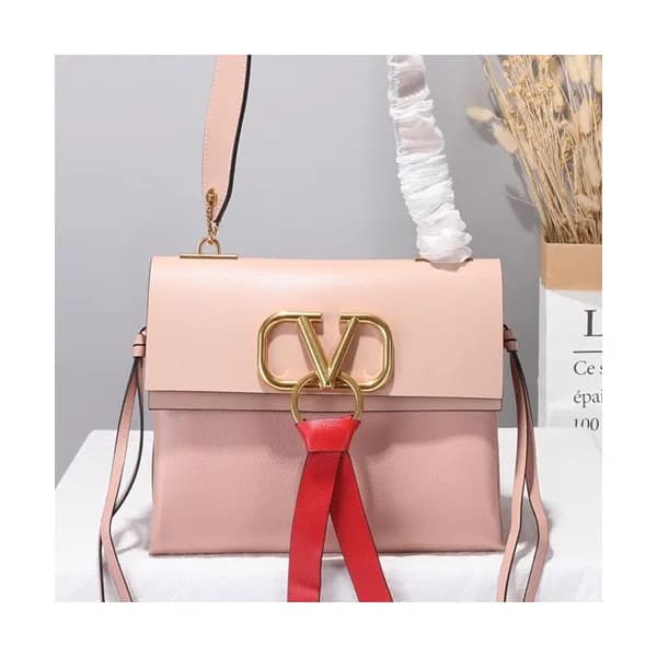 Valentino 2019 V-ring Leather Shoudler Bag,24CM - … - 1