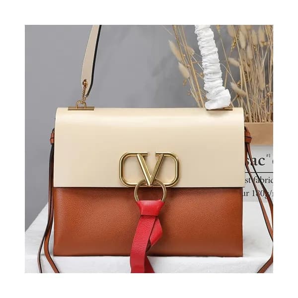 Valentino 2019 V-ring Large Leather Shoudler Bag,2… - 1