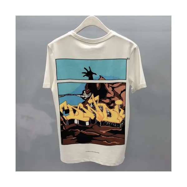 Off-white 2019 Mens Printing Logo Crew - neck Cott… - 1