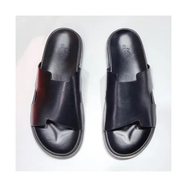 Hermes 2019 Mens Classic Logo Leather Slipper - 에르… - 1