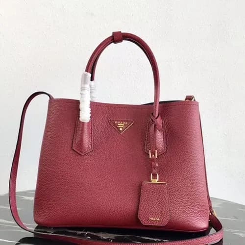 Prada 2019 Vitello Daino Double Leather Tote Shoul… - 1