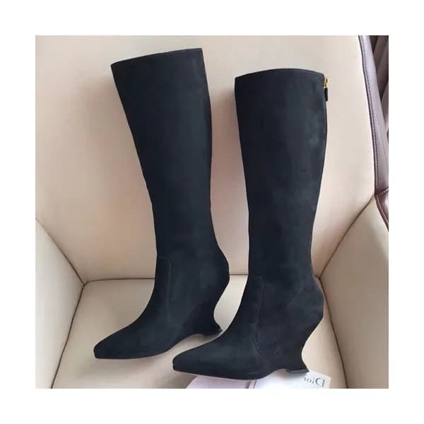 Dior 2019 Ladies Suede Wedge High Heel Boots - 디올 … - 1