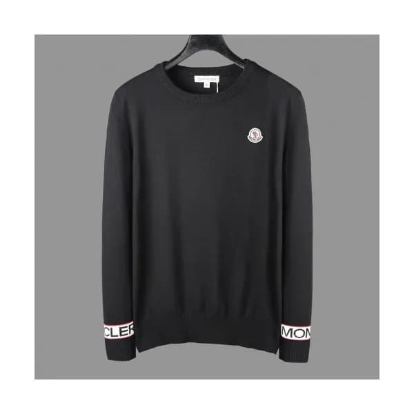 Moncler 2019 Mens Retro Logo Crew-neck Wool Sweate… - 1