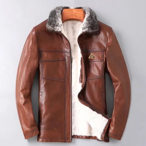 Louis vuitton 2019 Mens Logo Mink Leather Jacket -… - 1