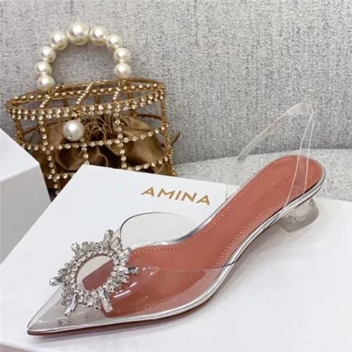 Amina Muaddi 2020 Women's Middle Heel Sandal -…