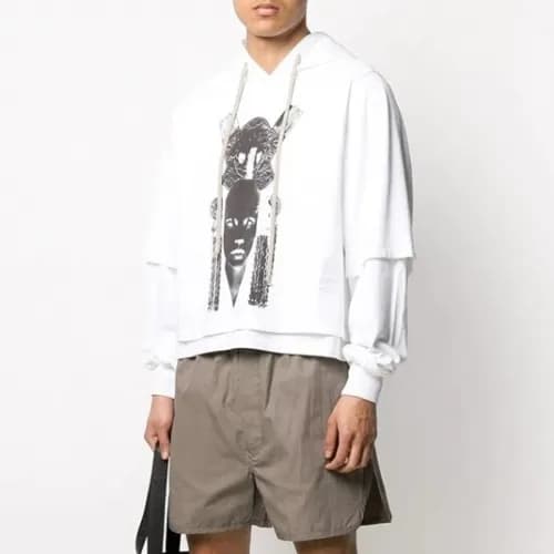 Rick Owens Mens Logo Cotton Zip-up Hooded - 릭오웬스 남… - 1