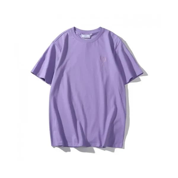 Ami Mm/Wm Casual Cotton Short Sleeved Tshirt Purpl… - 1