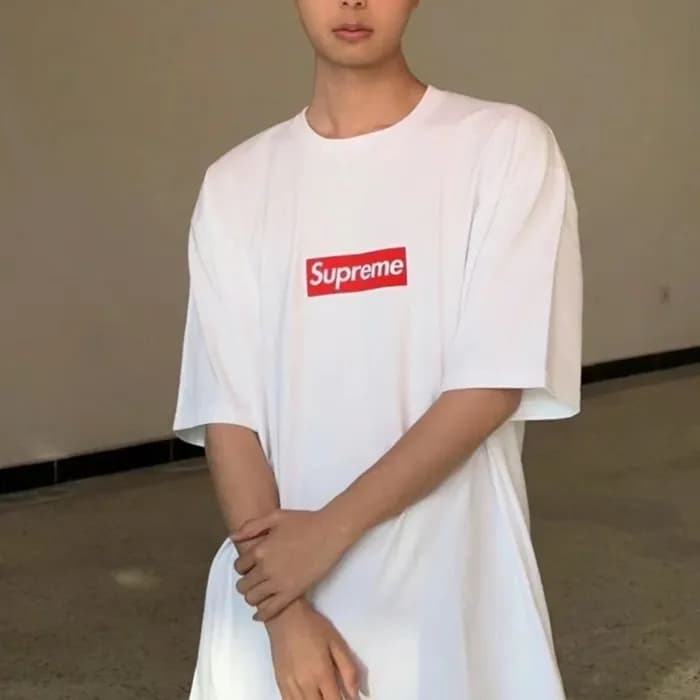 Supreme Mens Logo Cotton Short Sleeved Tshirts Wh… - 1