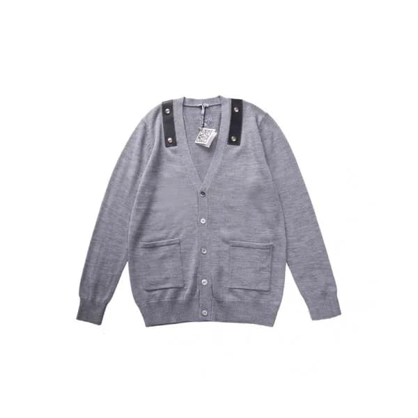 Loewe Mm/Wm Logo Crew-neck Wool Cardigan Gray - 로에… - 1