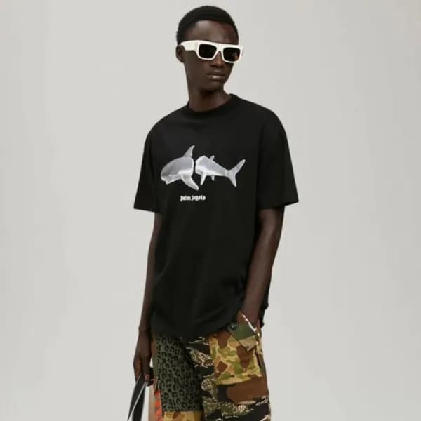 팜 엔젤스 남자 크루넥 블랙 반팔티 - Unisex Black Tshirts - pam03… - 1