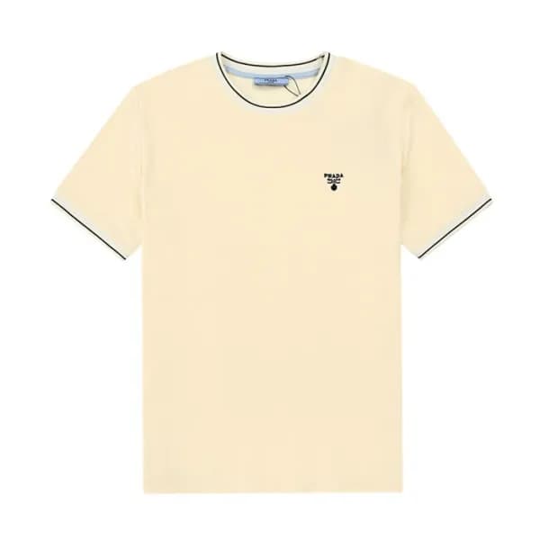 프라다 남성 크루넥 아이보리 반팔티 - Mens Ivory Tshirts - Pra0259… - 1