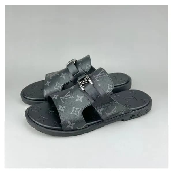 루이비통 남성 이니셜 블랙 슬리퍼 - Mens Black Slippers - lou0425… - 1