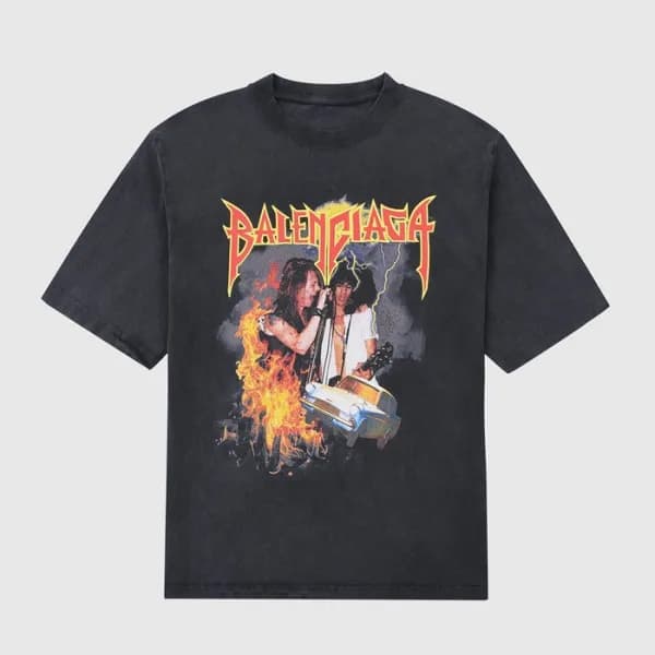 발렌시아가 남성 크루넥 블랙 반팔티 - Mens Black Tshirts - bal0149… - 1
