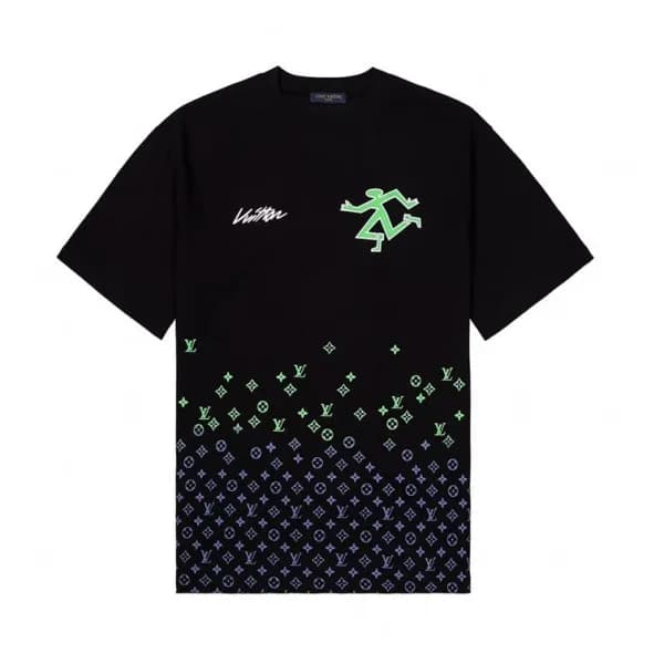 루이비통 남성 블랙 크루넥 반팔티 - Mens Black Tshirts - lou04346… - 1