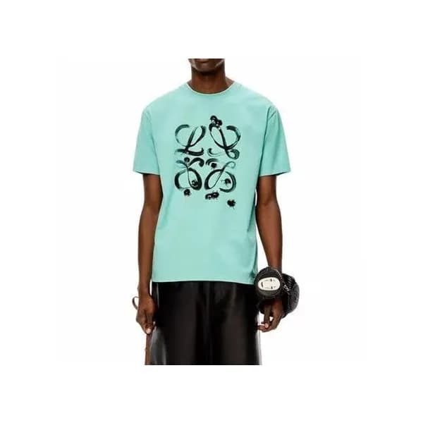 로에베 남성 이니셜 블루 반팔티 - Mens Blue Tshirts - loe0618x - 1